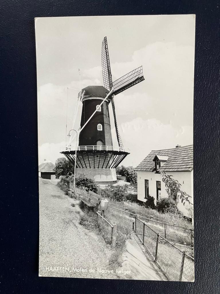 ansichtkaart van Haaften , molen de Blauwe Reiger., Verzenden, 1960 tot 1980, Gelderland