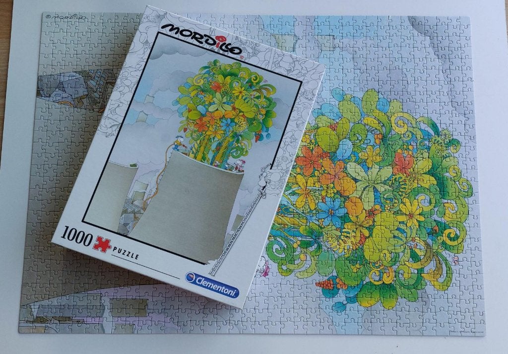 Clementoni puzzel 1000 stukjes Mordillo, Ophalen of Verzenden, 500 t/m 1500 stukjes, Zo goed als nieuw, Legpuzzel