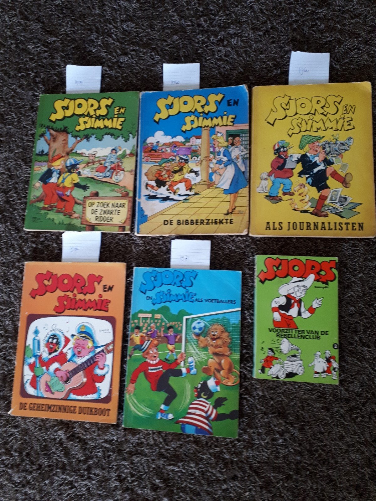 Originele sjors en sjimmie stripboeken uit o.a. 1959, 1962,, Ophalen of Verzenden