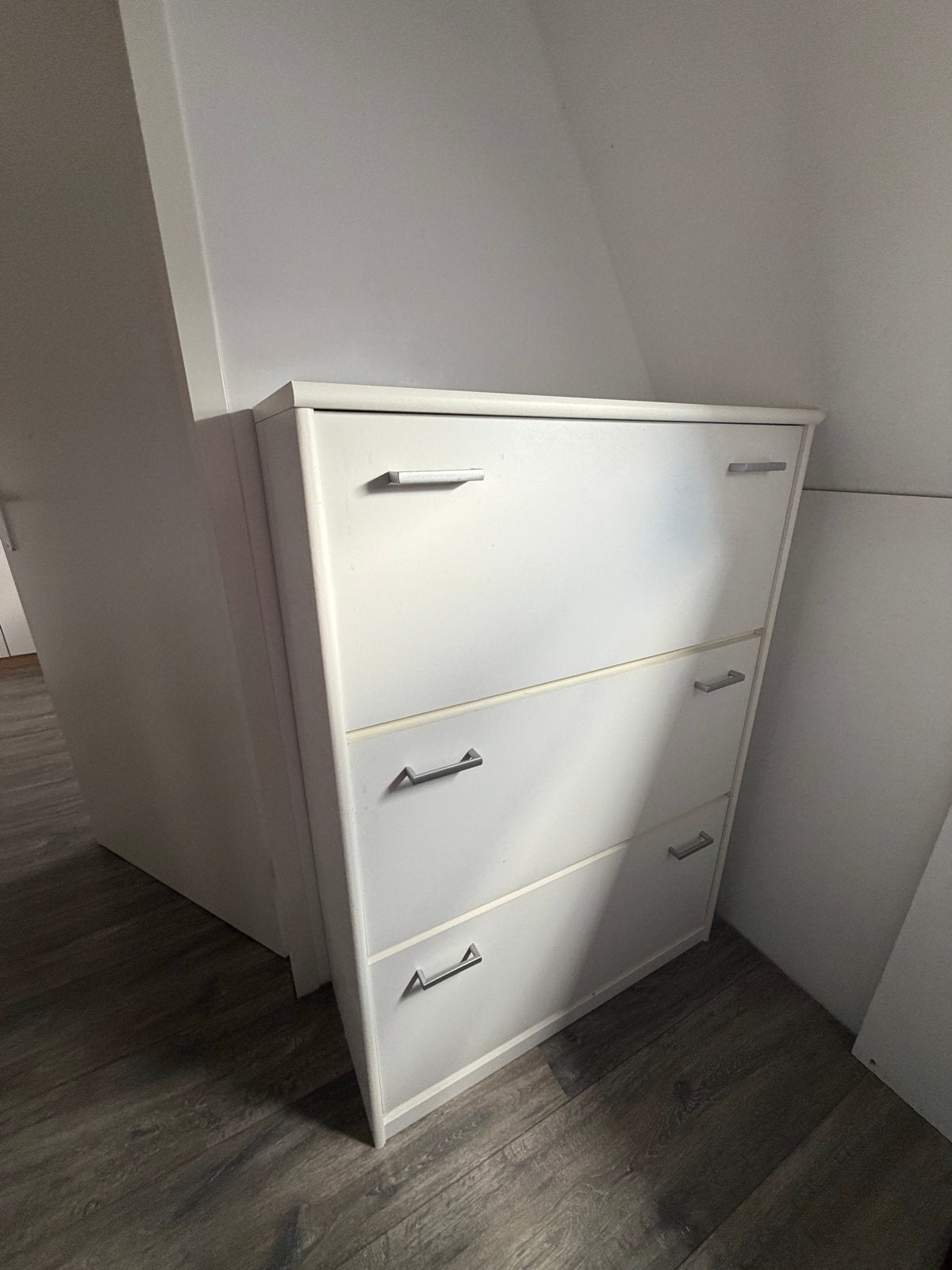 Witte schoenenkast met 3 vakken, Ophalen, Gebruikt