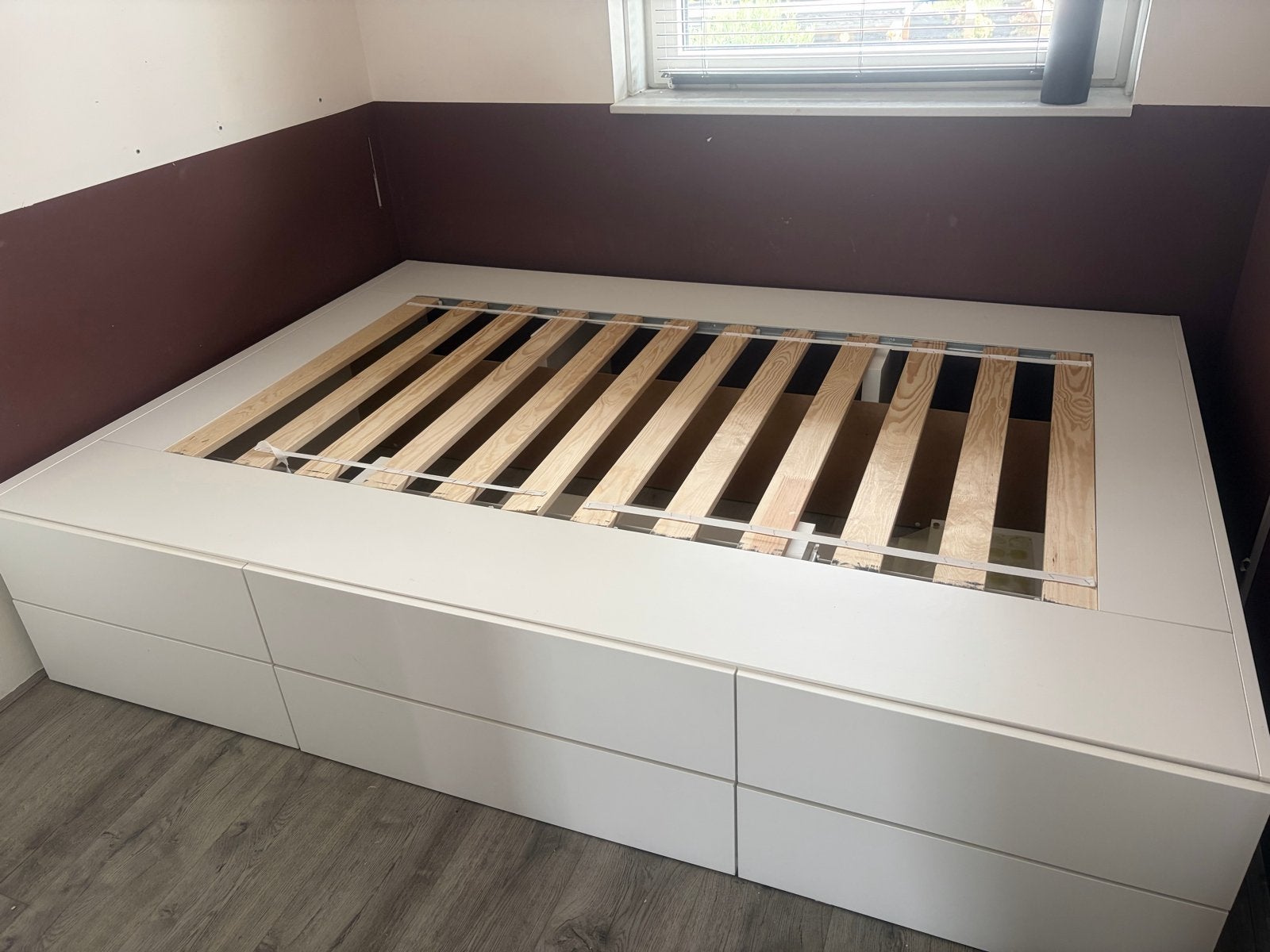 Ikea Nordli bed 140x200 met lades, Ophalen, Gebruikt, Wit, Tweepersoons