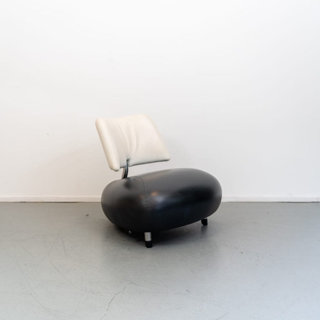 Leolux Pallone Fauteuil Zwart/Creme Leer