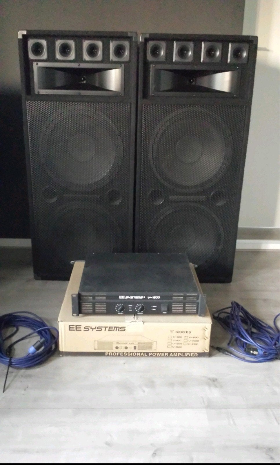Speaker set met Gemsound PA Speakers + EE Sytems V-1600, Ophalen, Gebruikt, Minder dan 500 watt