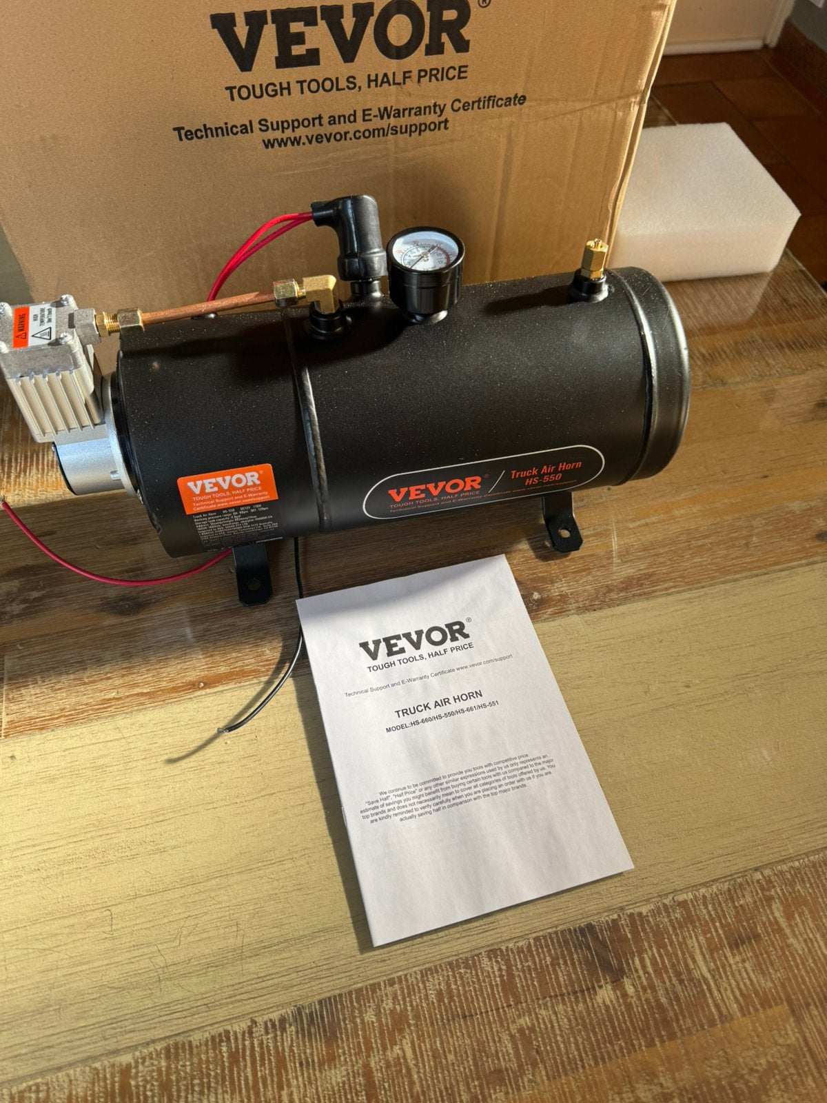 12V 4-Tonige Luchthoorn / Treinhoorn Set – Compleet, Doe-het-zelf en Verbouw, 6 tot 10 bar, Nieuw, Ophalen of Verzenden, Minder dan 200 liter/min