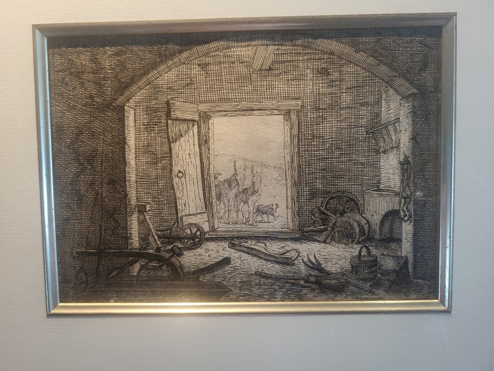 Ets Pieter van Laer Ezels voor de deur  Ets, 2e staat, Ophalen of Verzenden