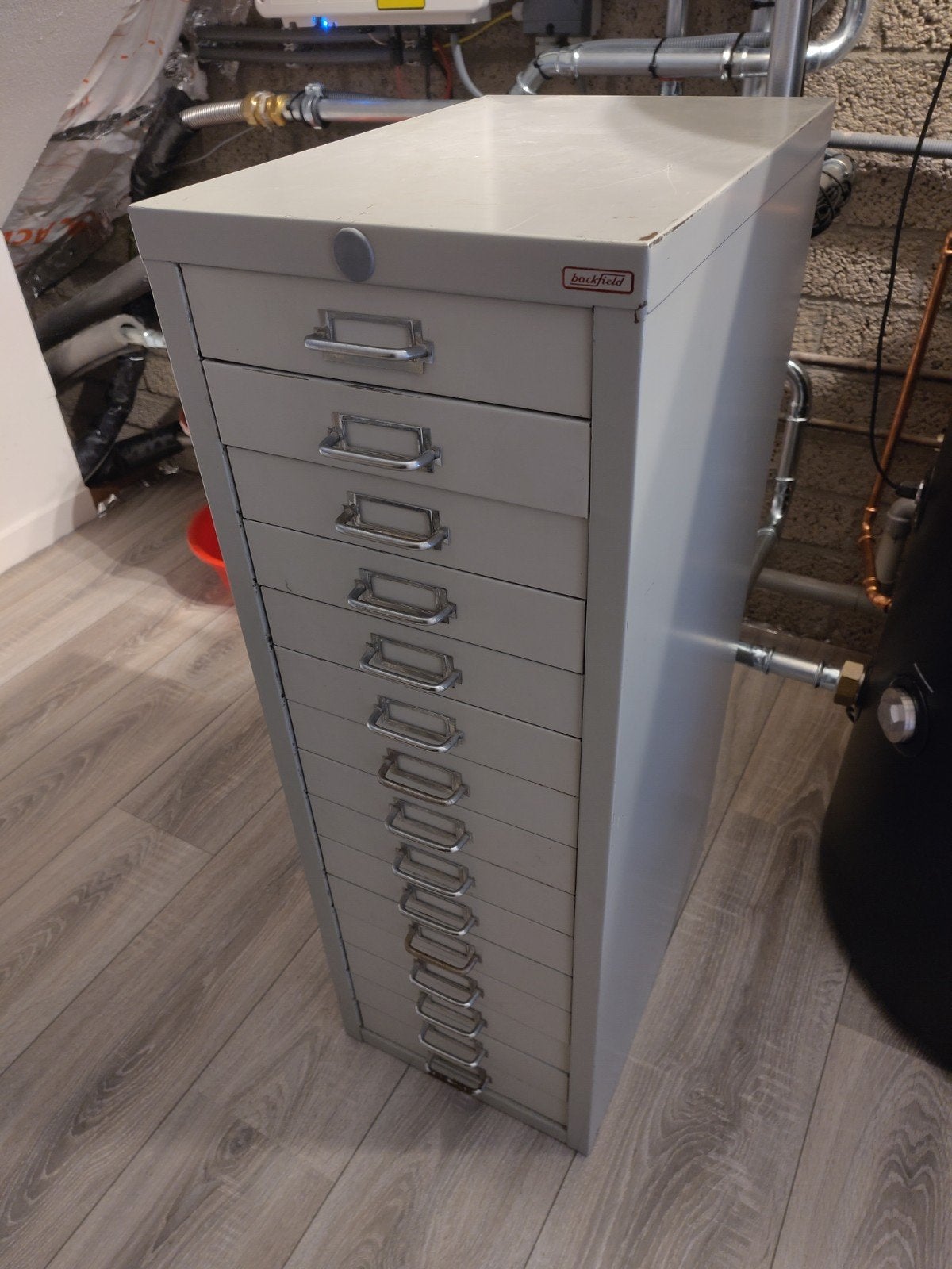 Vintage metalen archiefkastje, Huis en Inrichting, Ophalen, Gebruikt