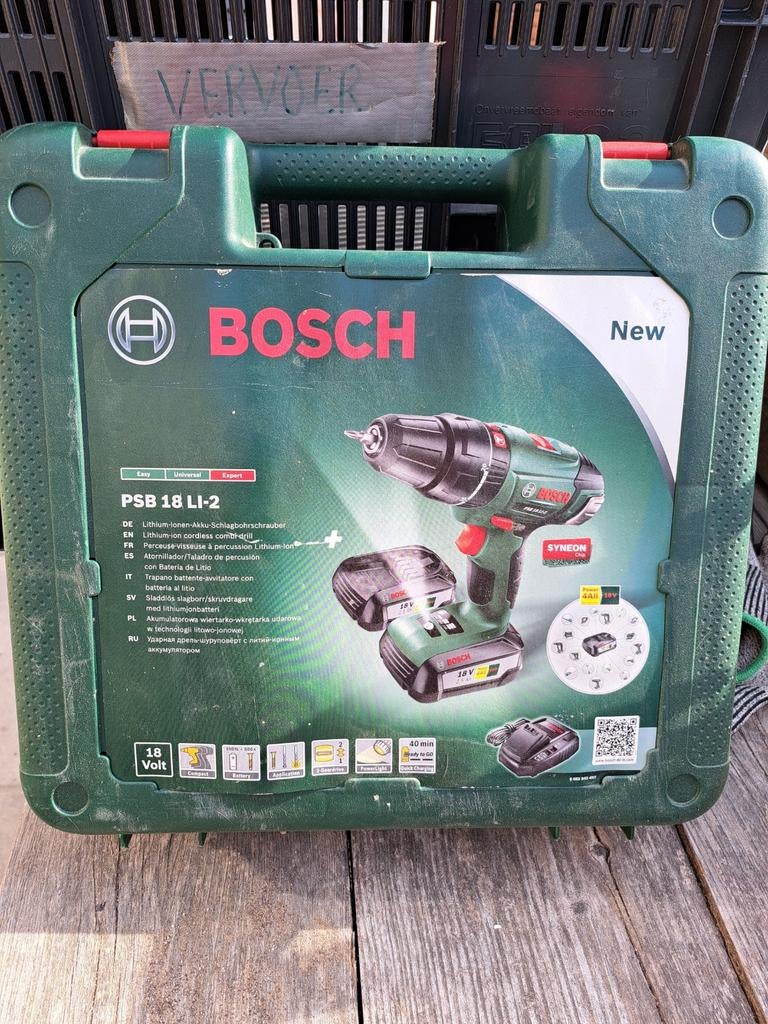 Bosch Accu Schroef/Boormachine PSB 18 LI-2 met extra accu, Ophalen, Gebruikt, Boor- en Schroefmachine, Variabele snelheid