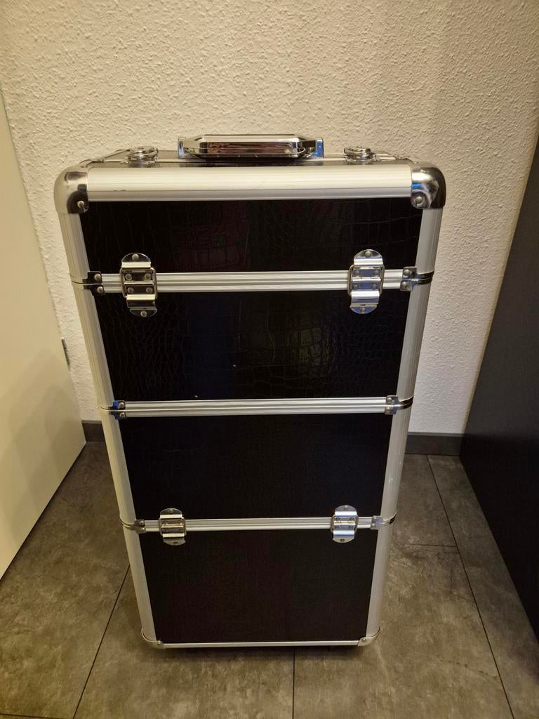 Visagiste of nagelstyliste koffer trolley 3 delig zwart, Ophalen, Hard kunststof