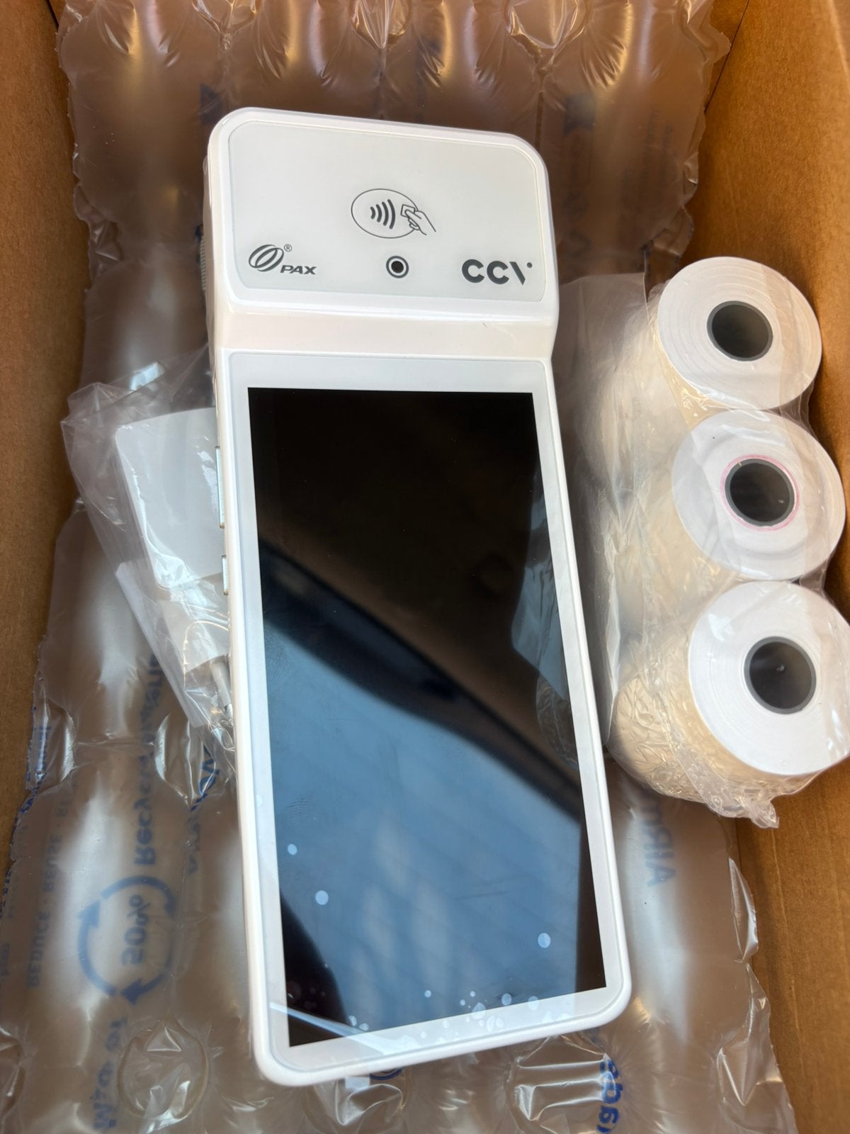 CCV Mobile A960 Pinautomaat + Lader+3Thermorollen|Nieuwstaat, Ophalen, Overige modellen, Zo goed als nieuw, Zonder simlock