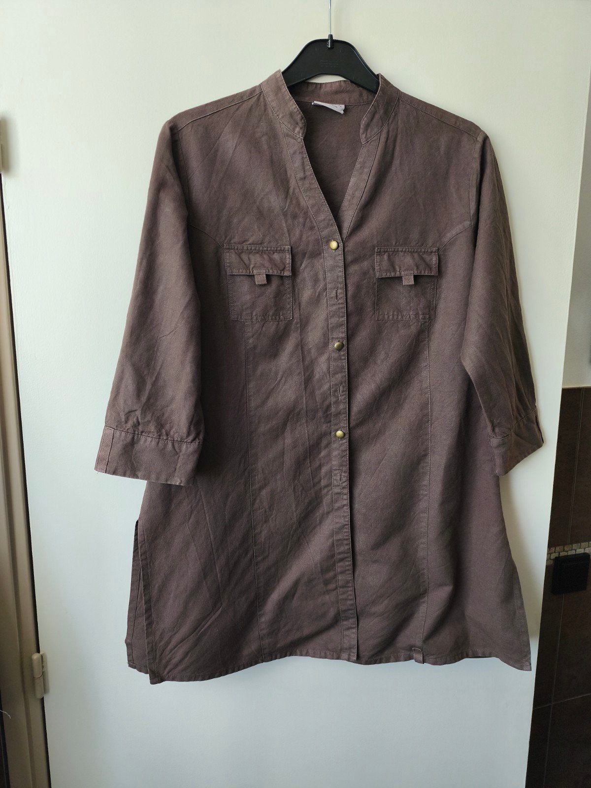 Mooi donkerbruin linnen/katoenmix jasje van Canda, maat 42, Kleding | Dames, Bruin, Maat 42/44 (L), Ophalen of Verzenden, Zo goed als nieuw