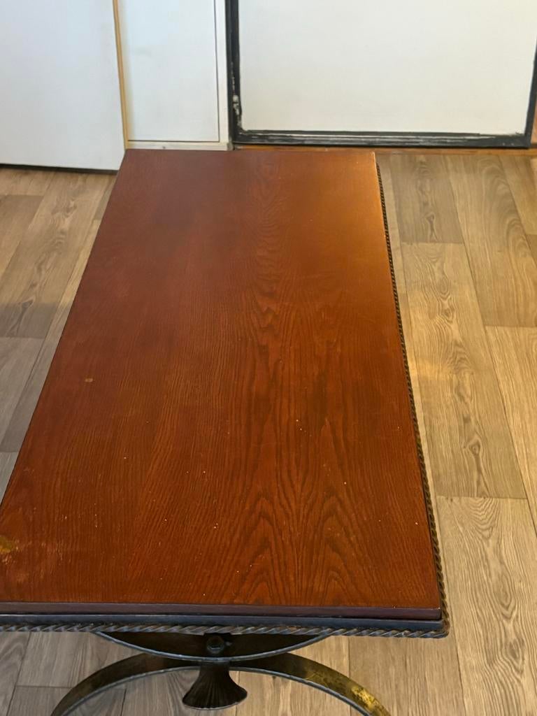 Massieve salontafel met gietijzeren onderstel, Huis en Inrichting, Ophalen, 100 tot 150 cm, 50 tot 100 cm, Zo goed als nieuw