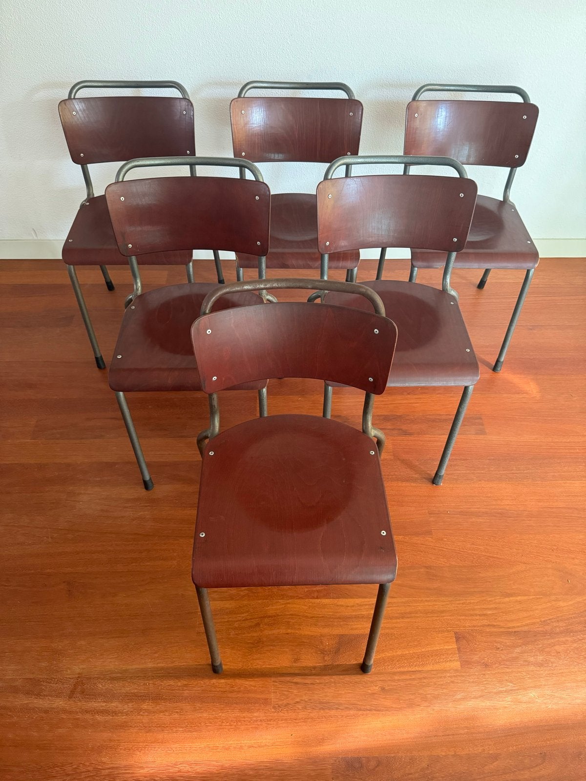 Gispen Delft retro vintage Nederlandse design stoelen (4 van, Ophalen, Gebruikt, Bruin, Retro vintage dutch design