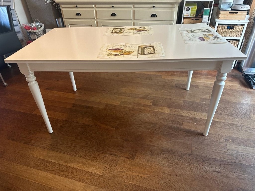 "IKEA Rosentorp" uitschuifbare tafel, wit., Huis en Inrichting, Tafels | Eettafels, Gebruikt, 50 tot 100 cm, 150 tot 200 cm, Vijf personen of meer