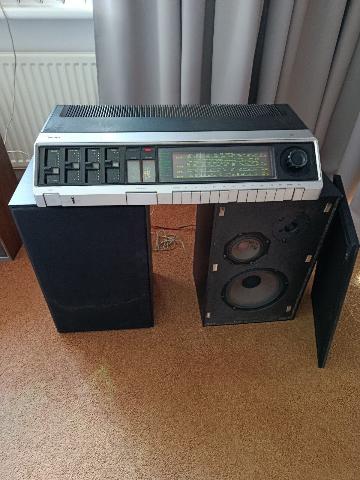 Philips 22RH742 radio met Philips luidsprekers vintage, Ophalen, Gebruikt, Philips