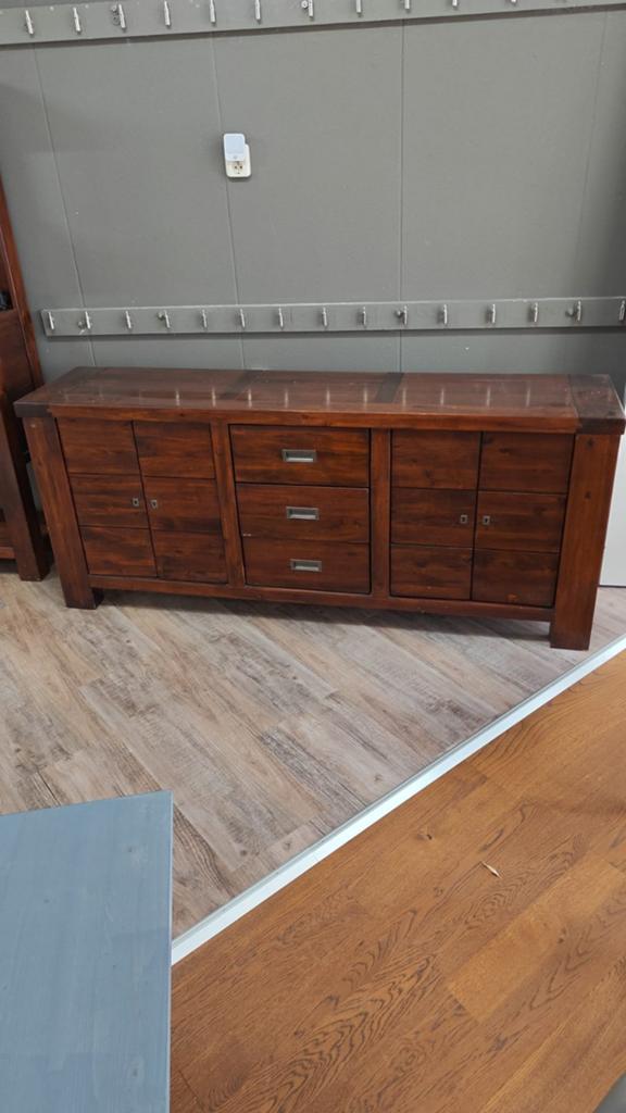 Massief houten dressoir met lades en deuren, Ophalen, Gebruikt, 75 cm of meer, 150 tot 200 cm
