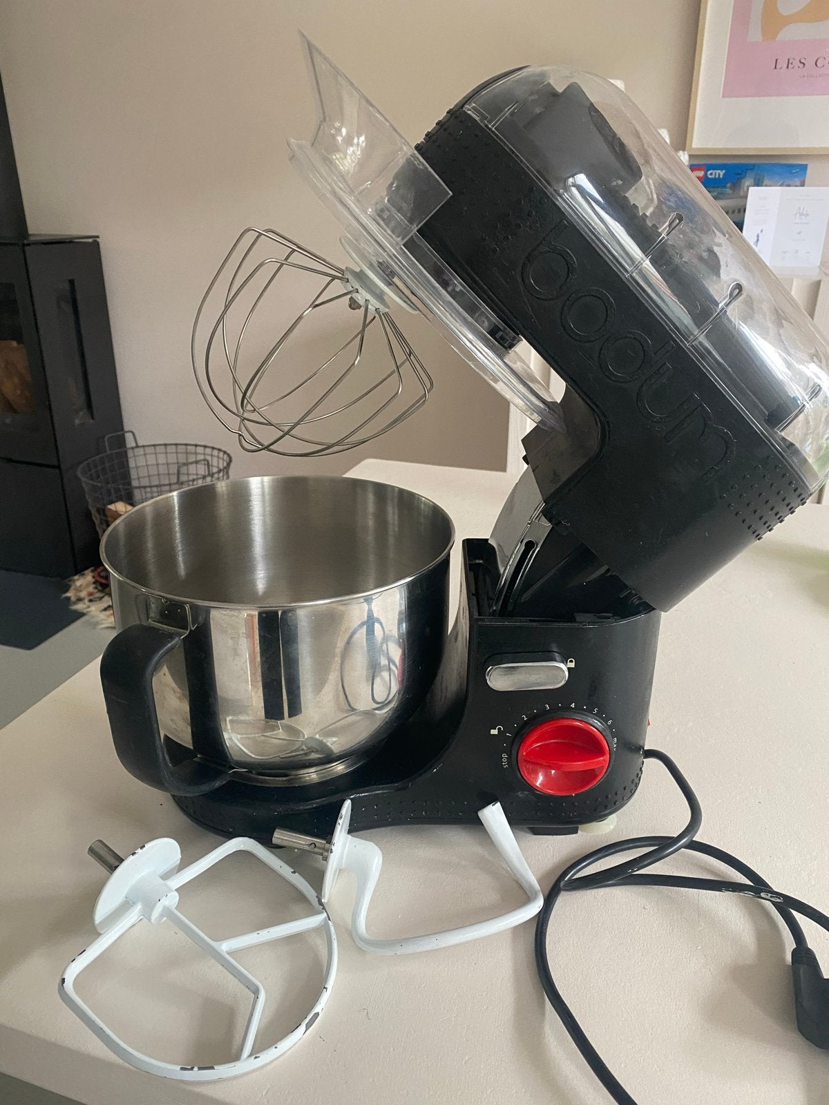 Bodum Bistro Keukenmachine - Zwart met RVS kom, 3 tot 4 liter, Ophalen of Verzenden, Gebruikt, 3 snelheden of meer