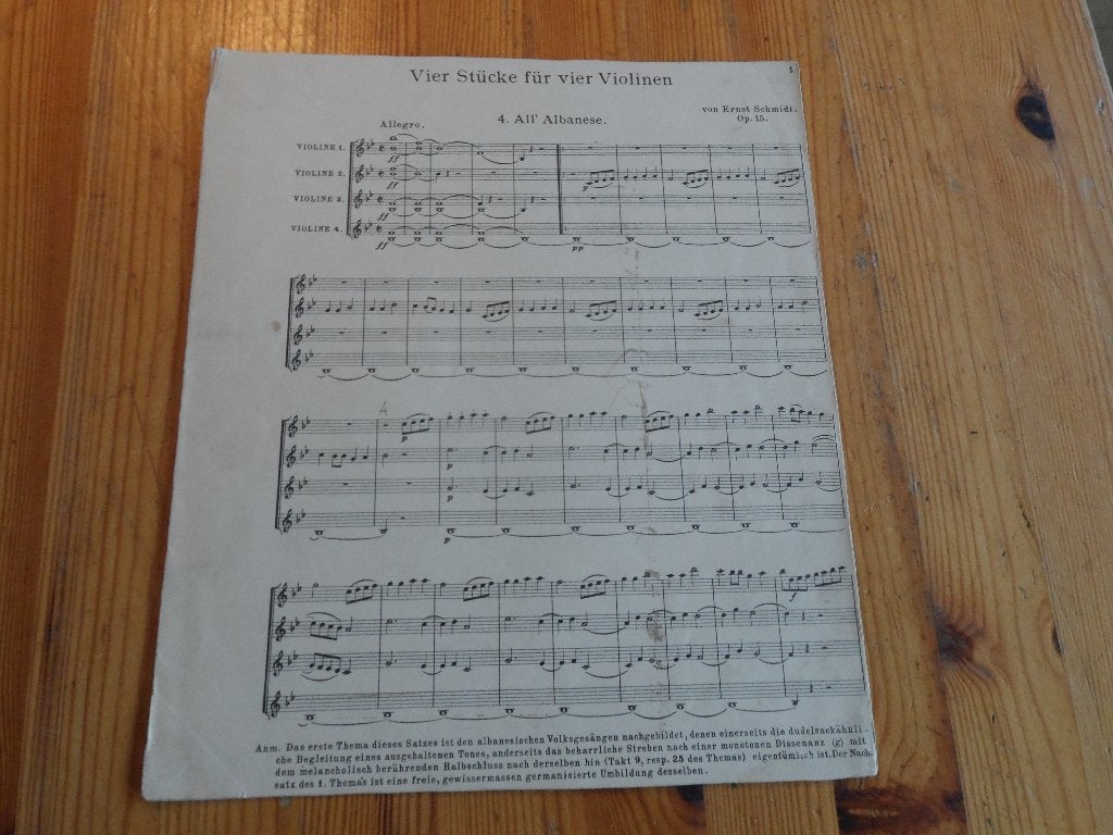 All 'Albanese fur vier Violinen - Ernst Schmidt, Gebruikt, Klassiek, Ophalen of Verzenden, Viool of Altviool