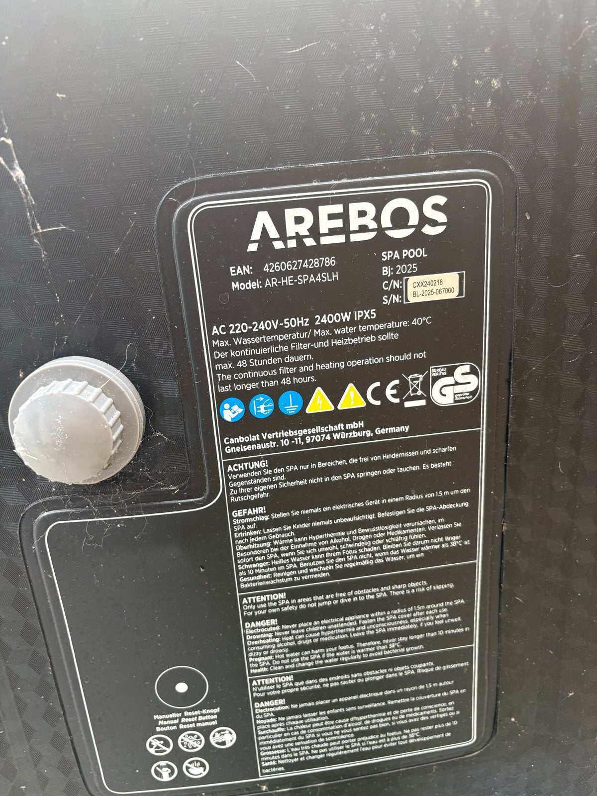 AREBOS Corfu Opblaasbare Jacuzzi - Zo goed als nieuw, Ophalen, Zo goed als nieuw, Afdekzeil, Opblaasbaar