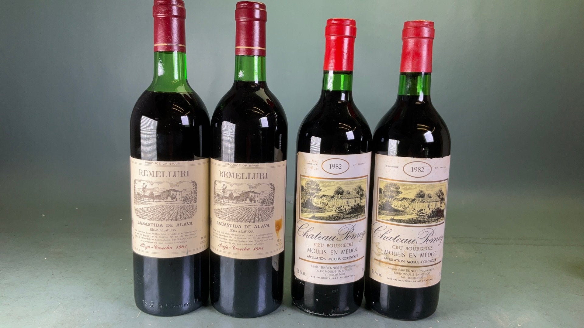 Chateau Remelluri Rioja 1981 +  Pomeys Moulis en Medoc 1982, Ophalen of Verzenden, Zo goed als nieuw, Frankrijk, Rode wijn