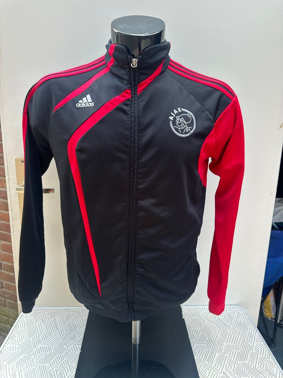 Adidas Ajax Trainingsjack Zwart/Rood, Zwart, Ophalen of Verzenden, Voetbal, Gedragen
