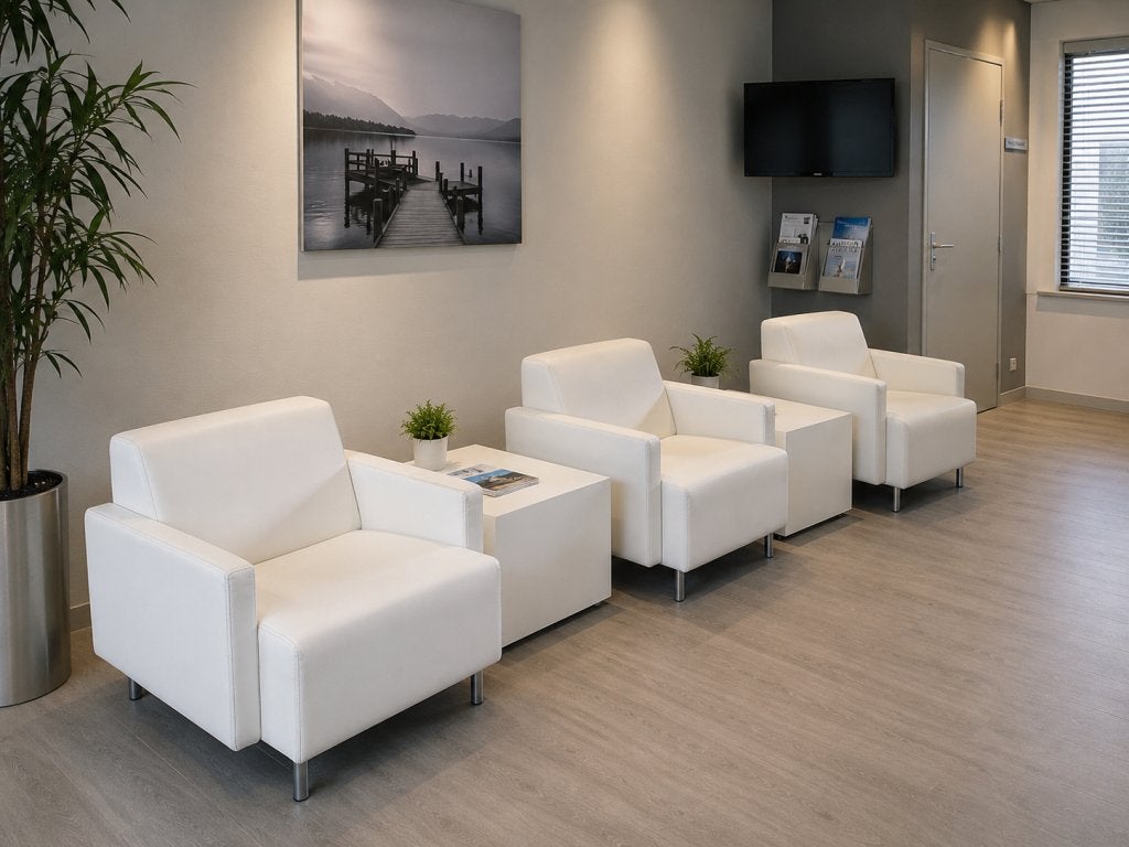 Set wit lederen Gelderland fauteuils + salontafels, Apple, Gebruikt, Support@apple.com, Apple Park Way, Cupertino, California