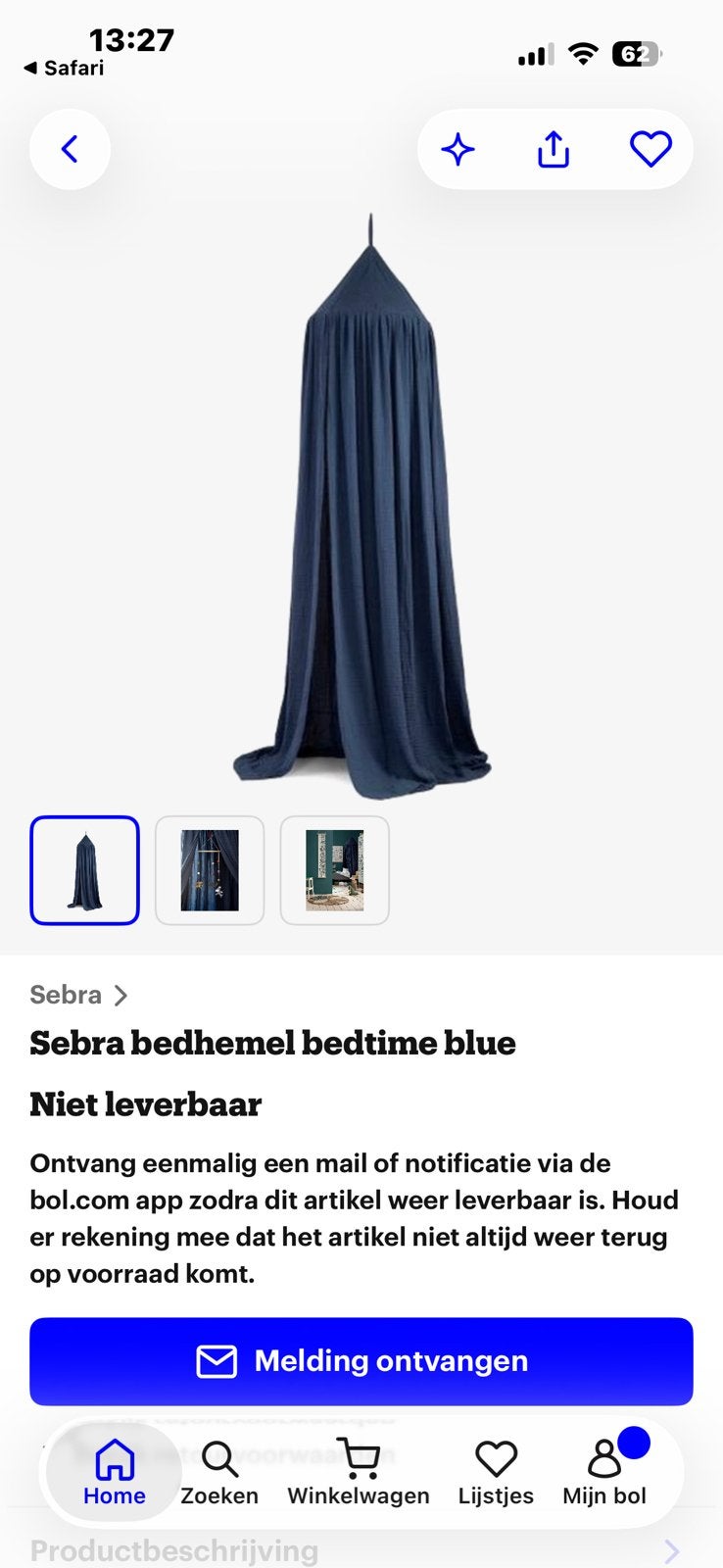 Sebra bedhemel - donkerblauw, Ophalen, Zo goed als nieuw