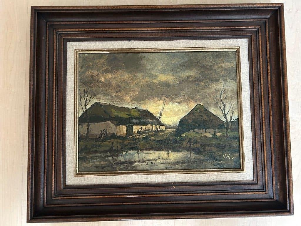 Schilderij H. hess, Ophalen, Handgeschilderd