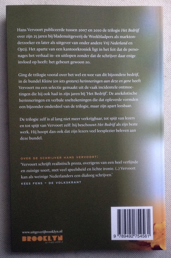 Kleine (en iets grotere) herinneringen aan deze en gene, Verzenden, Zo goed als nieuw, Hans Vervoort