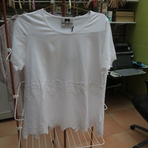 Blouse nieuw wit boord kant NoSecrets mt 42-44, Wit, Maat 42/44 (L), Nieuw, Ophalen of Verzenden