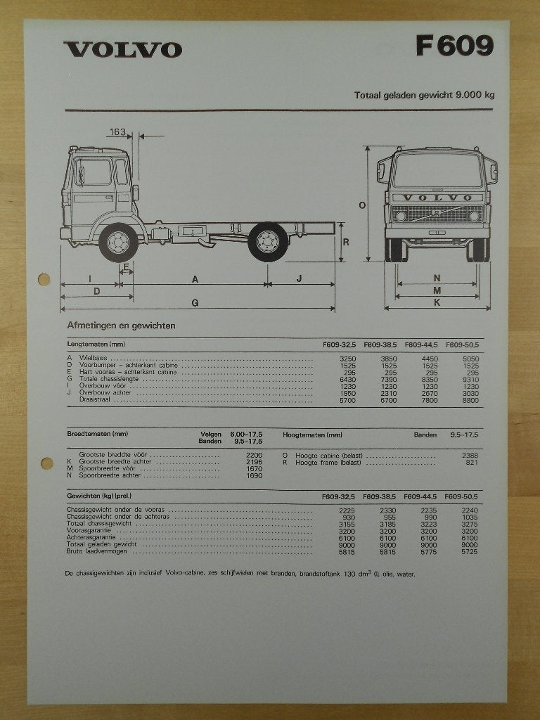 Volvo F609 Technische Specificatie Brochure 1978 – F 609 F6, Volvo, Zo goed als nieuw, Volvo, Ophalen of Verzenden