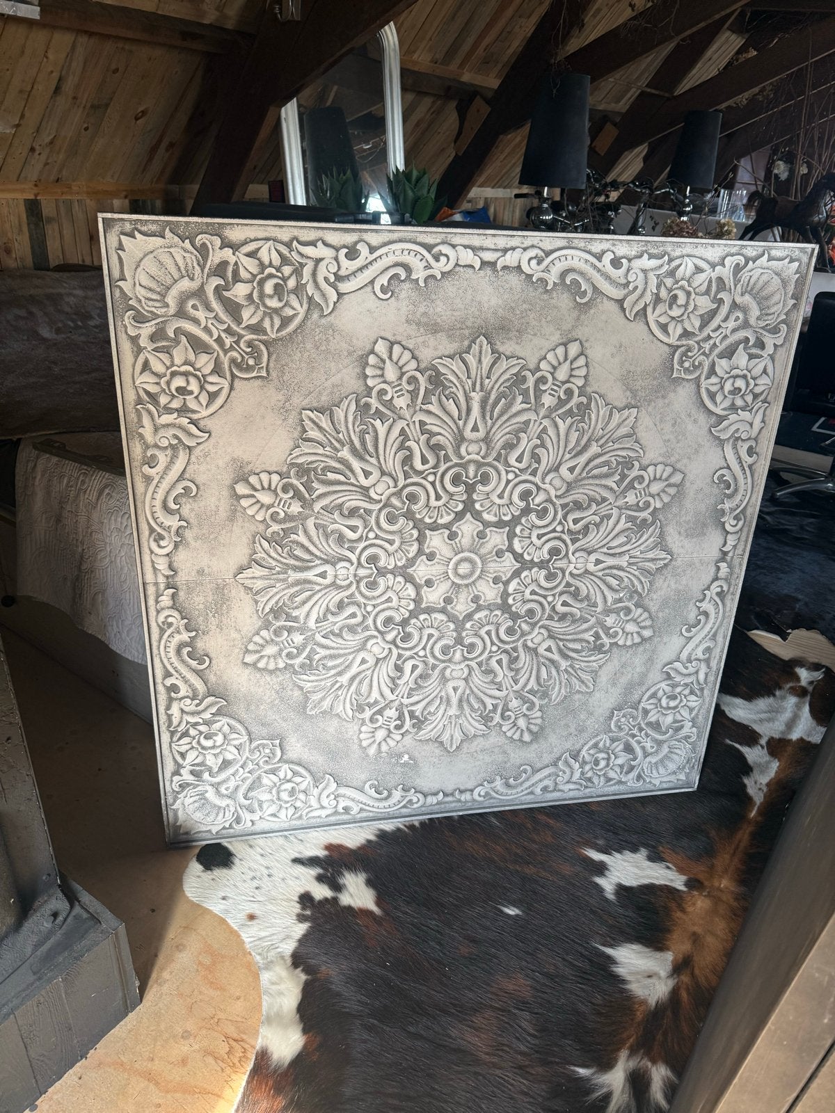Nieuwe PTMD Wanddecoratie Luxe Uitstraling 120x120 Zwart, Ophalen, Nieuw, Wandbord of Wandpaneel, Met ophangsysteem