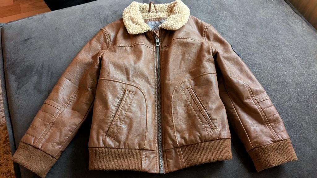 Kinder Leren gevoerde jas bruin maat 116, Ophalen of Verzenden, Meisje, Jas
