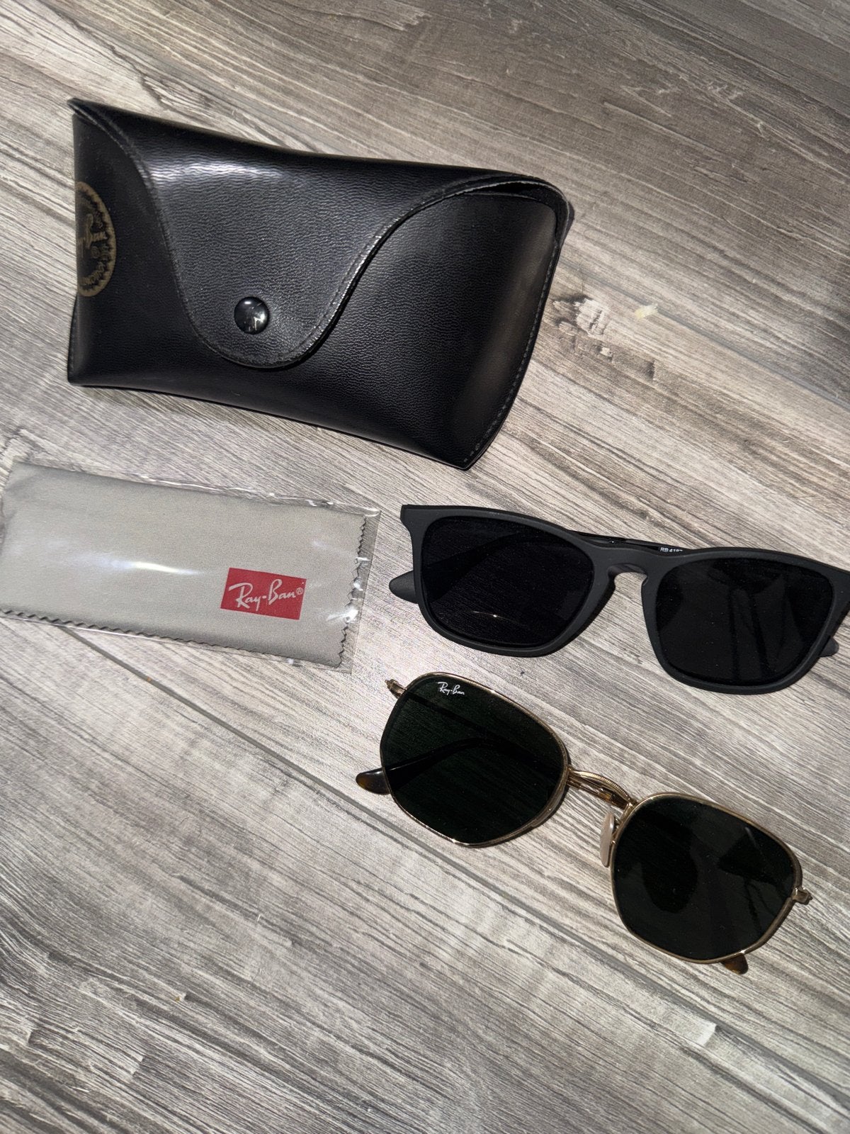 Ray-Ban zonnebrillen set met etui en doekje, Zonnebril, Zwart, Ophalen of Verzenden, Zo goed als nieuw