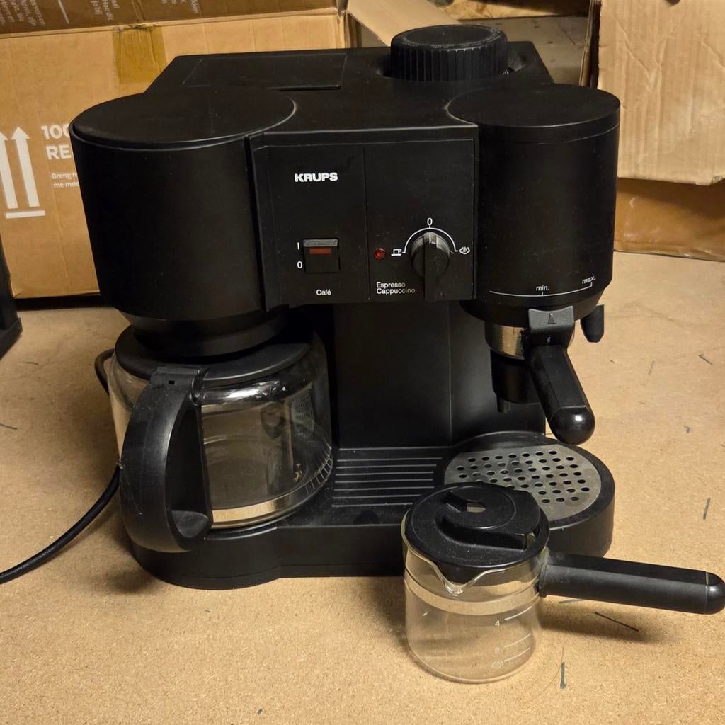 Krups Combi Koffiezetapparaat & Espressomachine, Ophalen, Gebruikt, Afneembaar waterreservoir, Gemalen koffie
