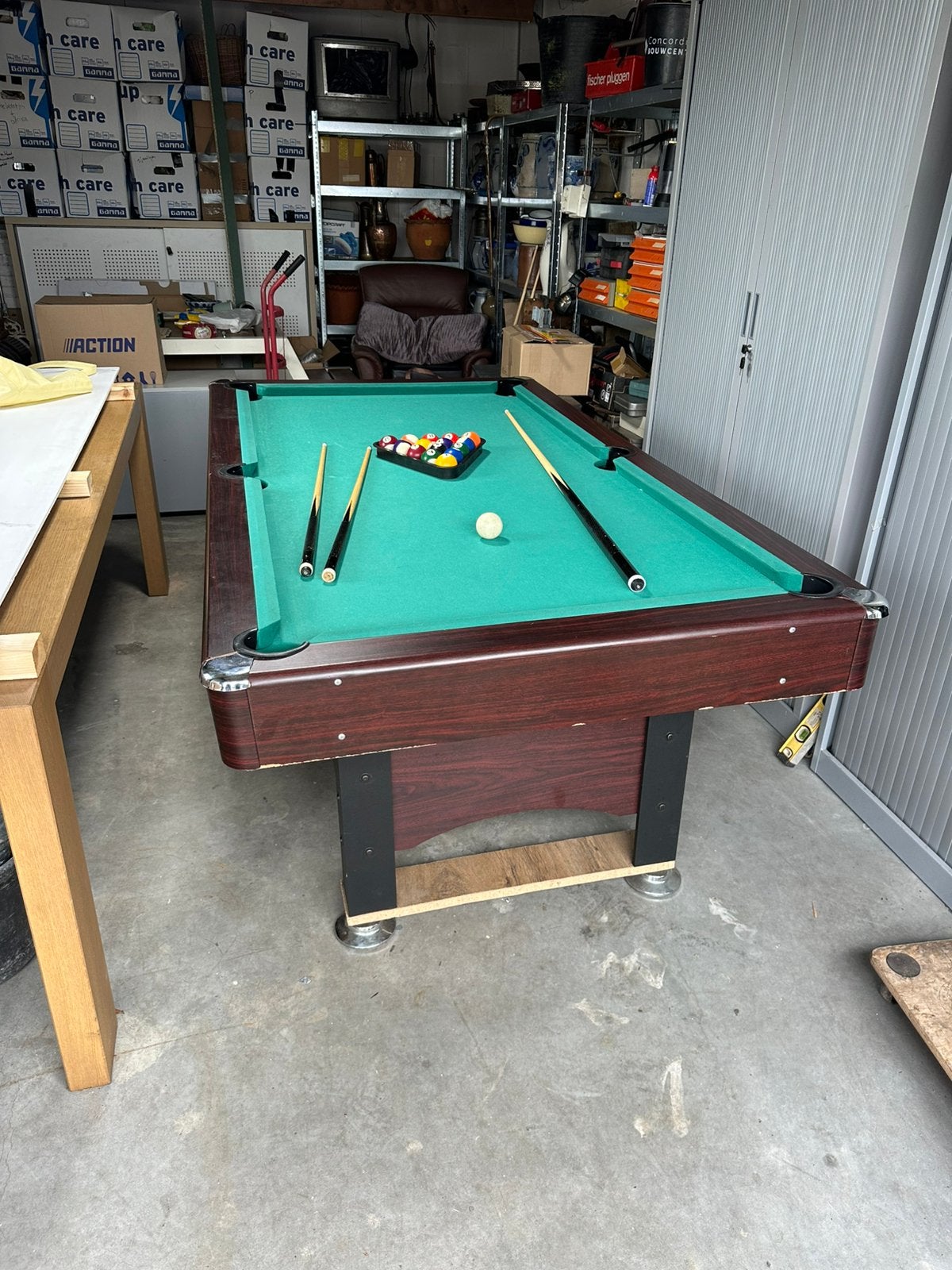 Gebruikte Pooltafel met Accessoires, Sport en Fitness, Biljarten en Poolen, Gebruikt, Pooltafel, Ophalen