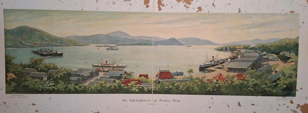 Grote prachtige plaat van sumatra / Indonesie / Indie, Antiek en Kunst, Antiek | Schoolplaten, Ophalen of Verzenden, Geschiedenis