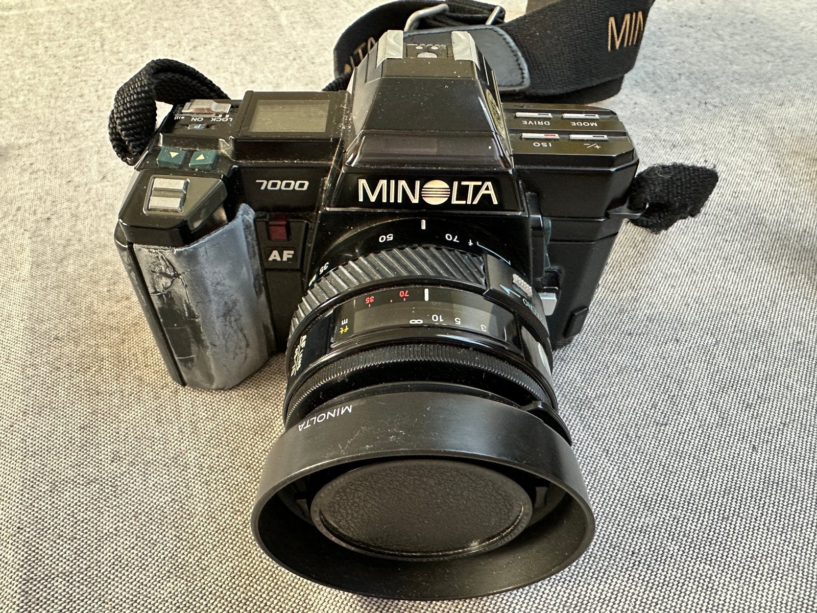 Minolta 7000 AF met lenzen en flitser, Ophalen of Verzenden, Gebruikt, Minolta, Telelens