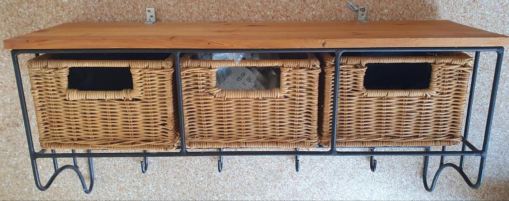 Kapstok met plank, mandjes en haken, Gebruikt, Minder dan 100 cm, Hout, Ophalen