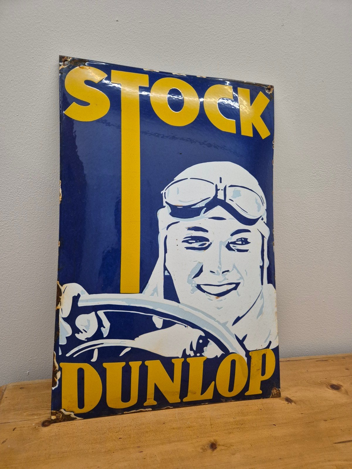Mooi emaille reclamebord Stock Dunlop, Ophalen of Verzenden