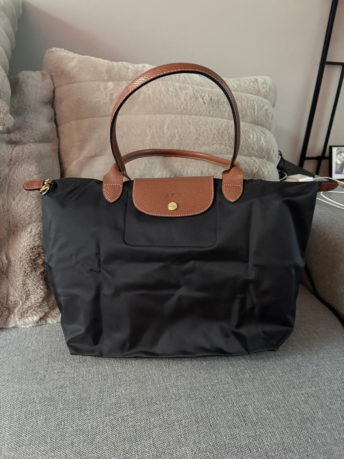 Longchamp tas le pliage L zwart, Sieraden, Tassen en Uiterlijk, Verzenden, Zo goed als nieuw, Zwart, Handtas