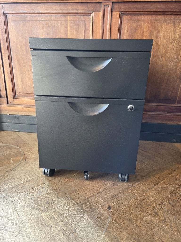Zwart metalen ladenkastje op wieltjes, Ophalen, Minder dan 50 cm, Gebruikt, 1 of 2 laden