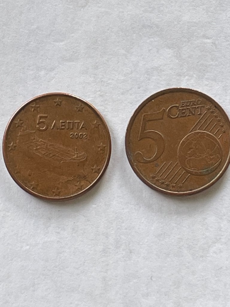 Griekenland munt 1 van 5 cent van 2002, Ophalen of Verzenden, Griekenland, 5 cent, Losse munt