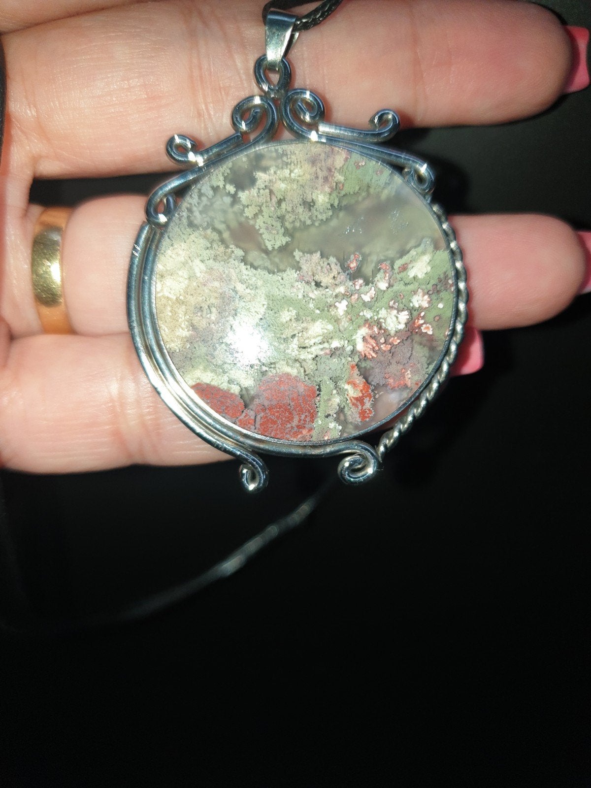 Ketting verstelbaar batu akik Lumut Trenggalek Indonesie, Verzenden, Nieuw, Zilver, Overige materialen