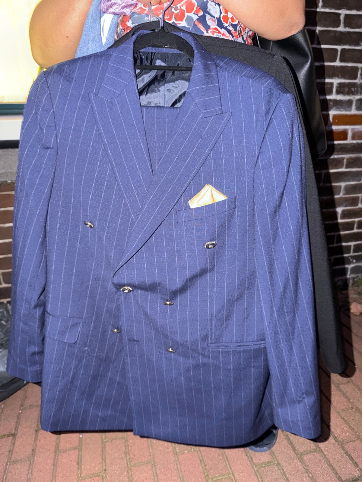 Stijlvol blauw krijtstreep pak - Maat 44, Ophalen of Verzenden, Zo goed als nieuw, Maat 52/54 (L), Blauw