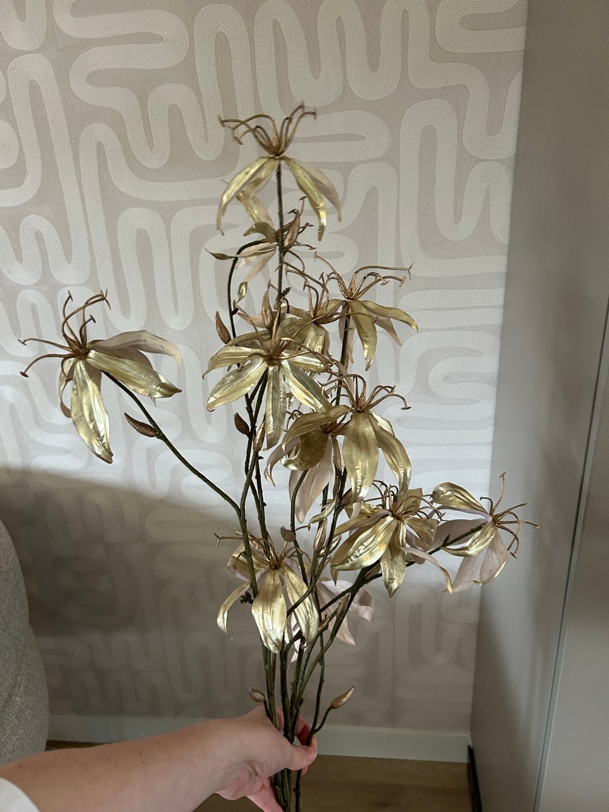 Gouden bloemen op tak - Kunstbloemen boeket decoratie, Ophalen, Nieuw, Goud, Kunststof