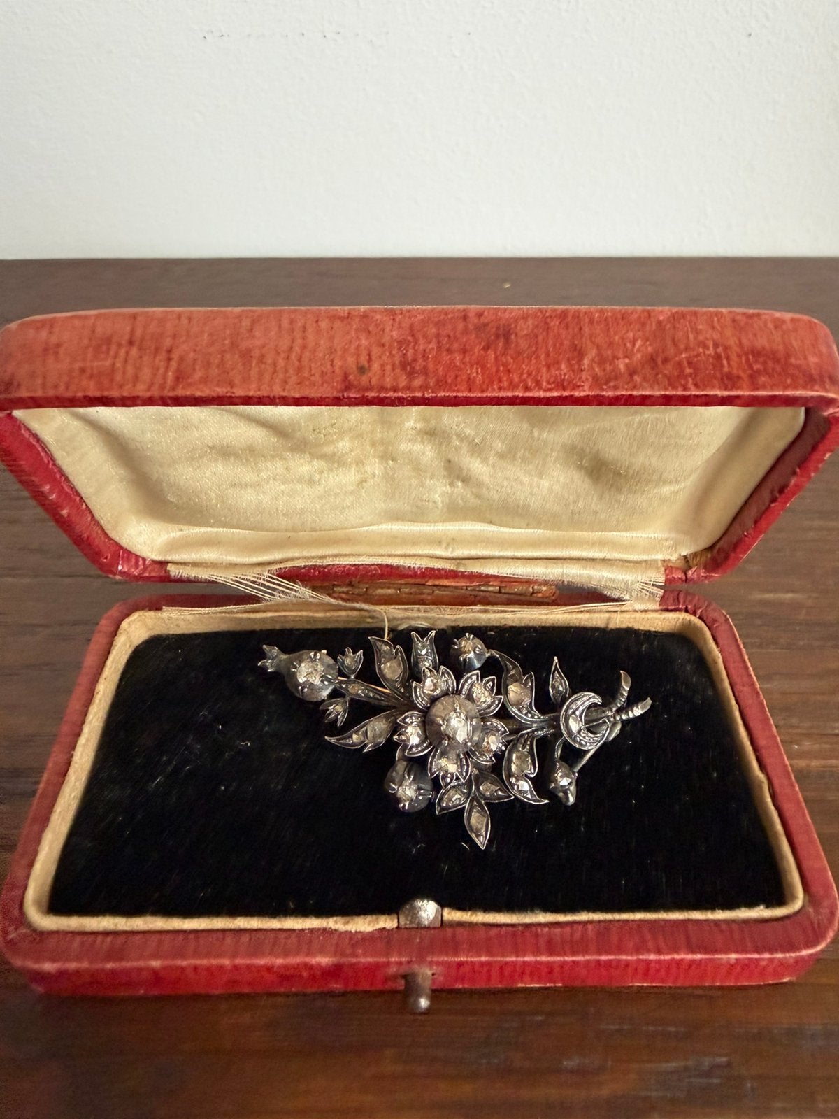Antieke diamanten florale broche – ca. 1800, Antiek en Kunst, Ophalen of Verzenden, Goud