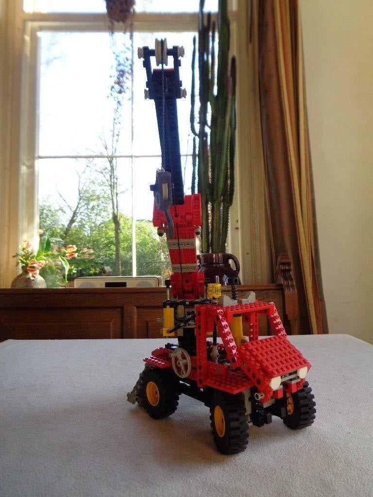 technisch lego 8854: rode hijskraan & dumper, Gebruikt, Lego, Ophalen of Verzenden, Complete set