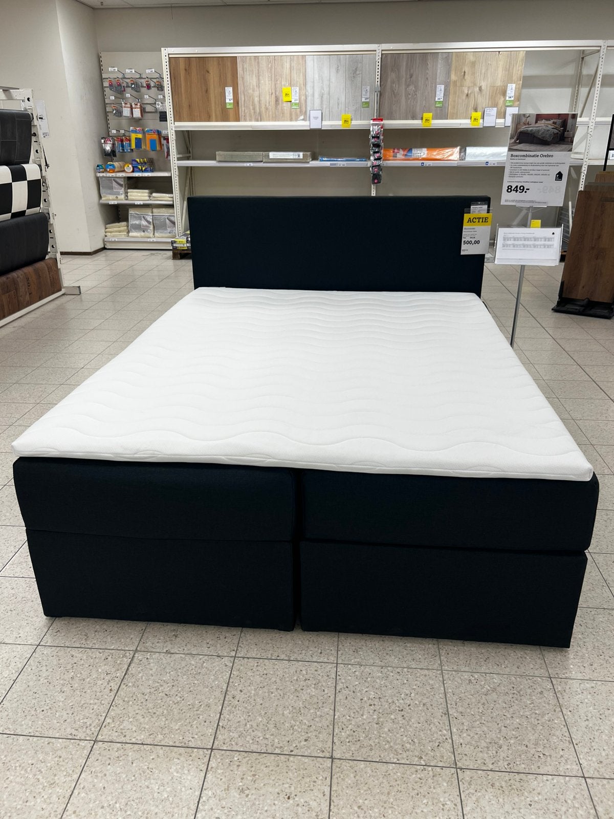 Boxspring Orebro, Huis en Inrichting, Ophalen, 200 cm, Grijs, 160 cm