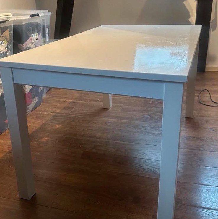 Witte tafel - 130x80x74 cm, Huis en Inrichting, Tafels | Eettafels, Gebruikt, 50 tot 100 cm, 100 tot 150 cm, Vier personen, Rechthoekig