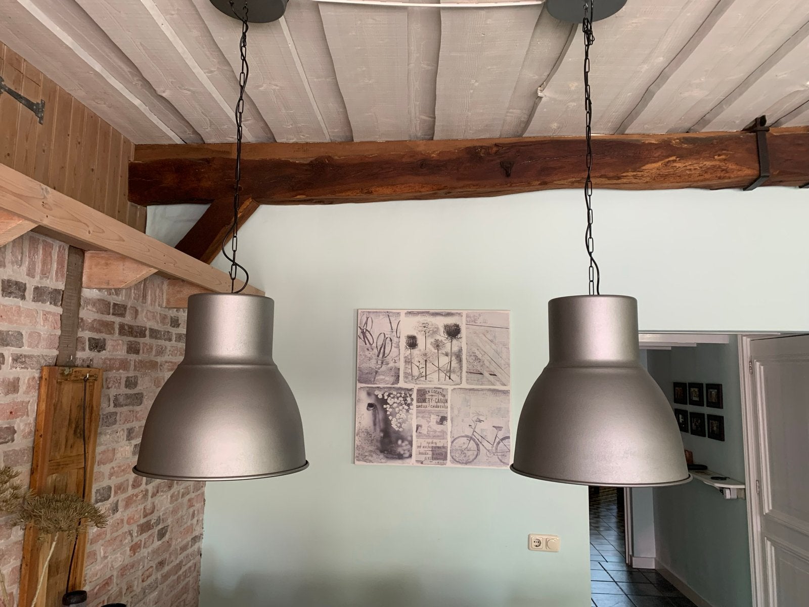 2 IKEA hanglampen - Industrieel design, Ophalen, Zo goed als nieuw, Metaal